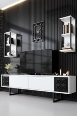 Furniture Set White-Black - Black Line - Coffee Table + TV Furniture