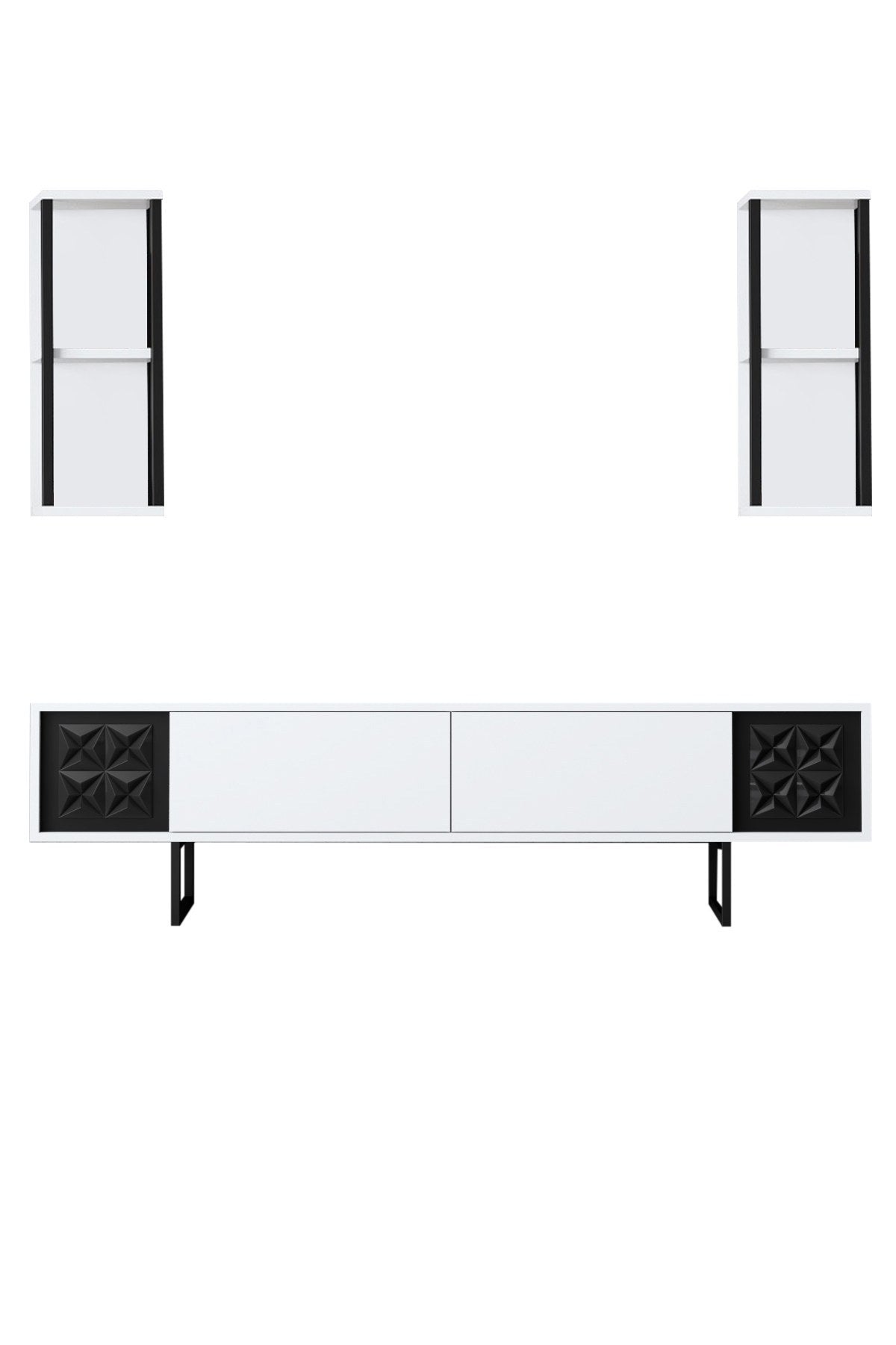 Furniture Set White-Black - Black Line - Coffee Table + TV Furniture