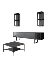 Furniture set Anthracite-Black - Chrome Line - Coffee table + TV cabinet