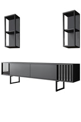 Furniture set Anthracite-Black - Chrome Line - Coffee table + TV cabinet