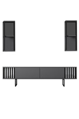 Furniture set Anthracite-Black - Chrome Line - Coffee table + TV cabinet