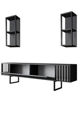Furniture set Anthracite-Black - Chrome Line - Coffee table + TV cabinet