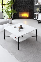Furniture Set White-Black - Chrome Line - Coffee Table + TV Furniture