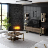 Furniture Set Walnut-Gold - Gold Line - Coffee Table + TV Furniture