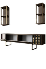 Furniture Set Walnut-Gold - Gold Line - Coffee Table + TV Furniture