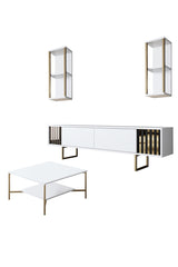 Furniture Set White-Gold - Gold Line - Coffee Table + TV Furniture