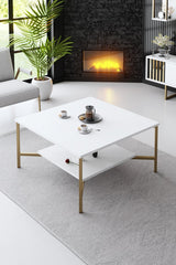 Furniture Set White-Gold - Gold Line - Coffee Table + TV Furniture