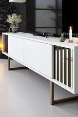 Furniture Set White-Gold - Gold Line - Coffee Table + TV Furniture
