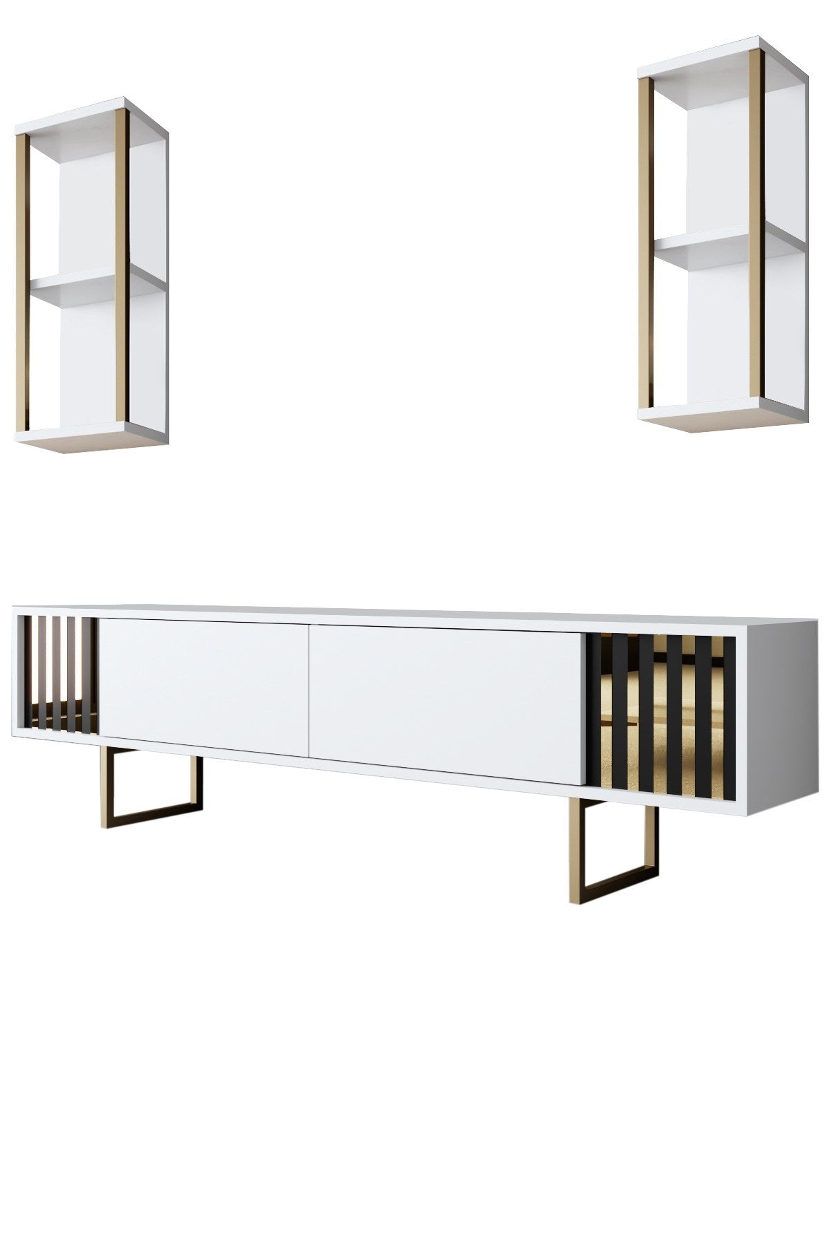 Furniture Set White-Gold - Gold Line - Coffee Table + TV Furniture