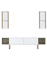 Furniture Set White-Gold - Gold Line - Coffee Table + TV Furniture