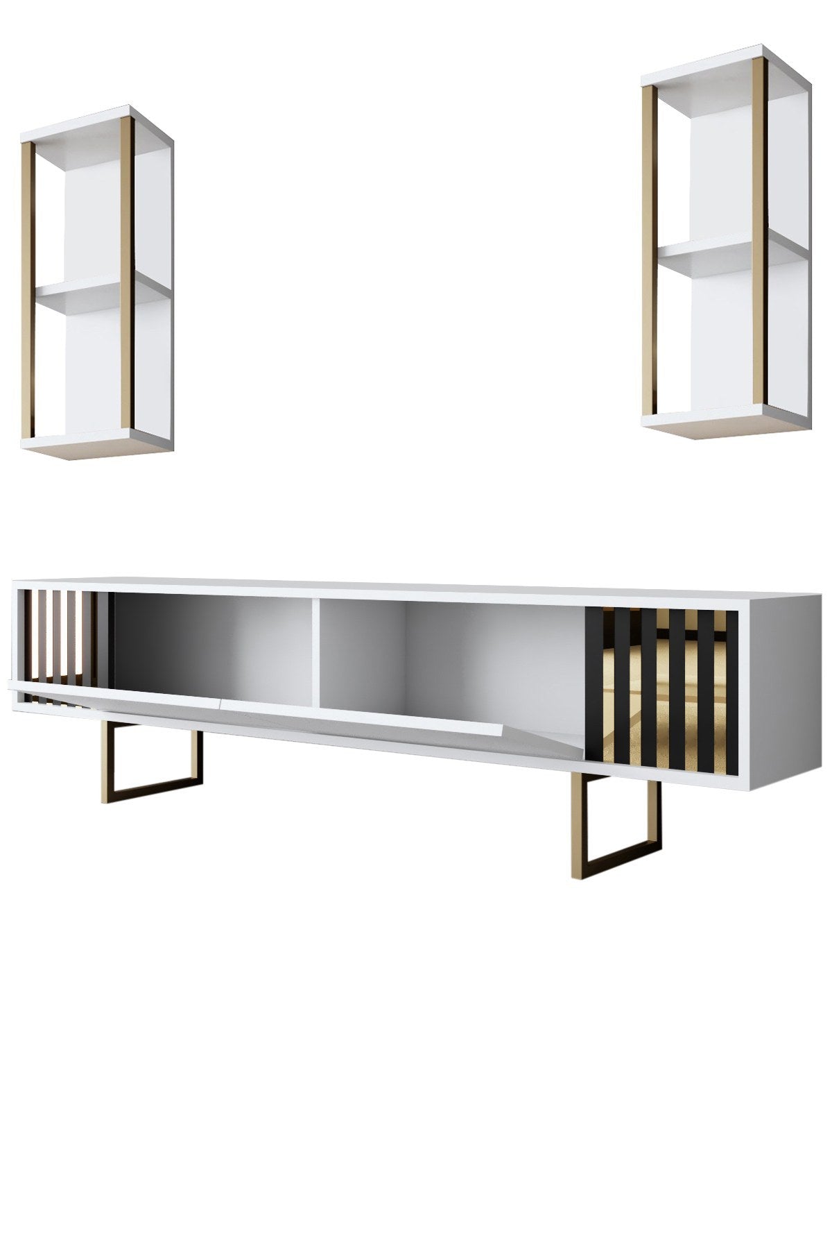 Furniture Set White-Gold - Gold Line - Coffee Table + TV Furniture