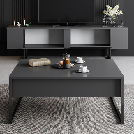 Furniture Set Anthracite Luxe - Coffee Table + TV Cabinet - Black Frame