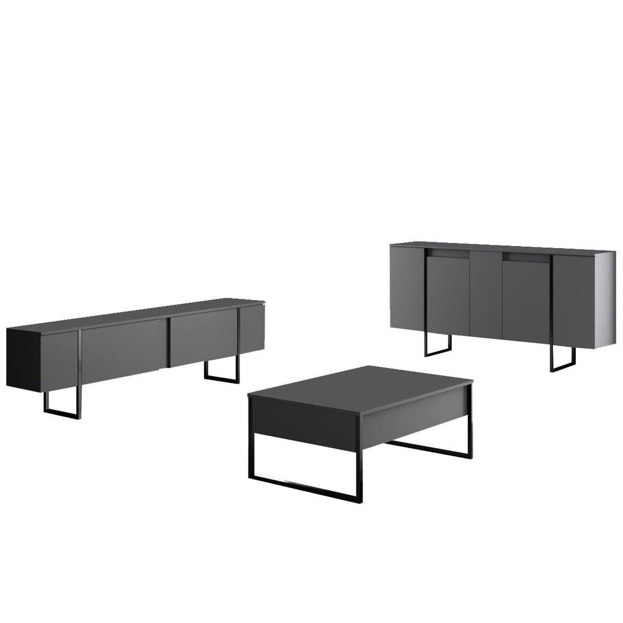Modern Sideboard Anthracite Luxury 160x80x35 - Black Frame 