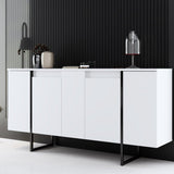 Modern Dresser White Luxury 160x80x35 - Black Frame