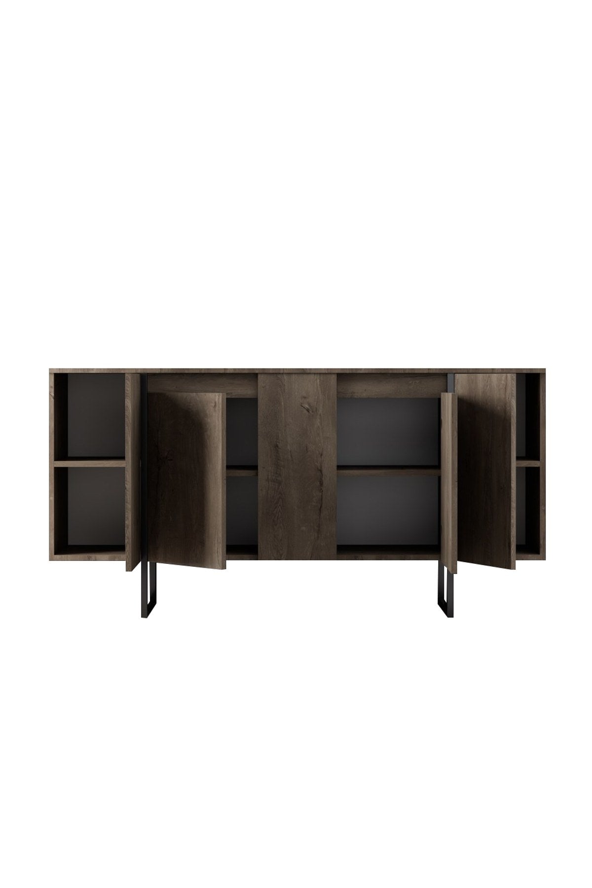 Modern sideboard Walnut Luxe 160x80x35 - Black frame