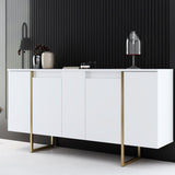 Modern Dresser White Luxury 160x80x35 - Gold Frame