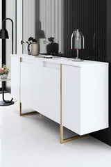 Modern Dresser White Luxury 160x80x35 - Gold Frame