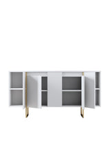 Modern Dresser White Luxury 160x80x35 - Gold Frame