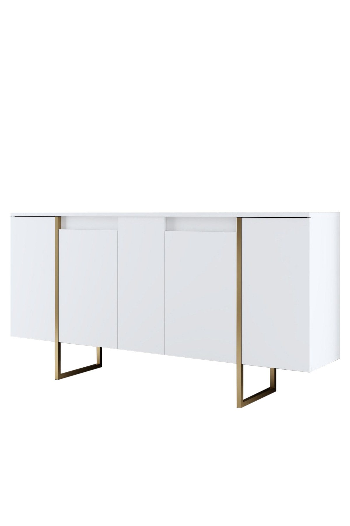 Modern Dresser White Luxury 160x80x35 - Gold Frame