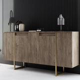 Modern sideboard Walnut Luxe 160x80x35 - Gold frame