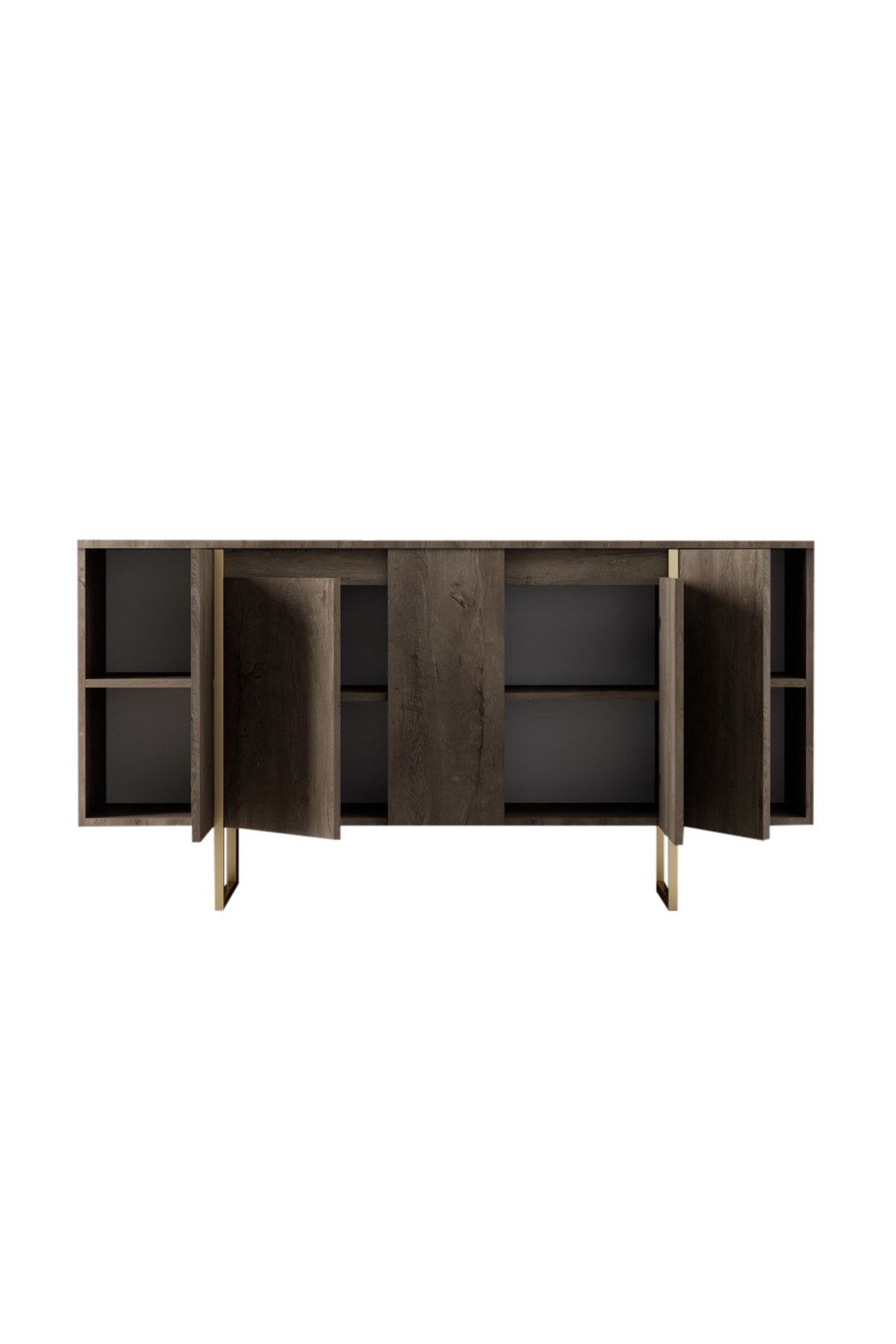 Modern sideboard Walnut Luxe 160x80x35 - Gold frame