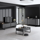 Furniture Set Anthracite Luxe - Coffee Table + TV Cabinet + Dresser - Black Frame