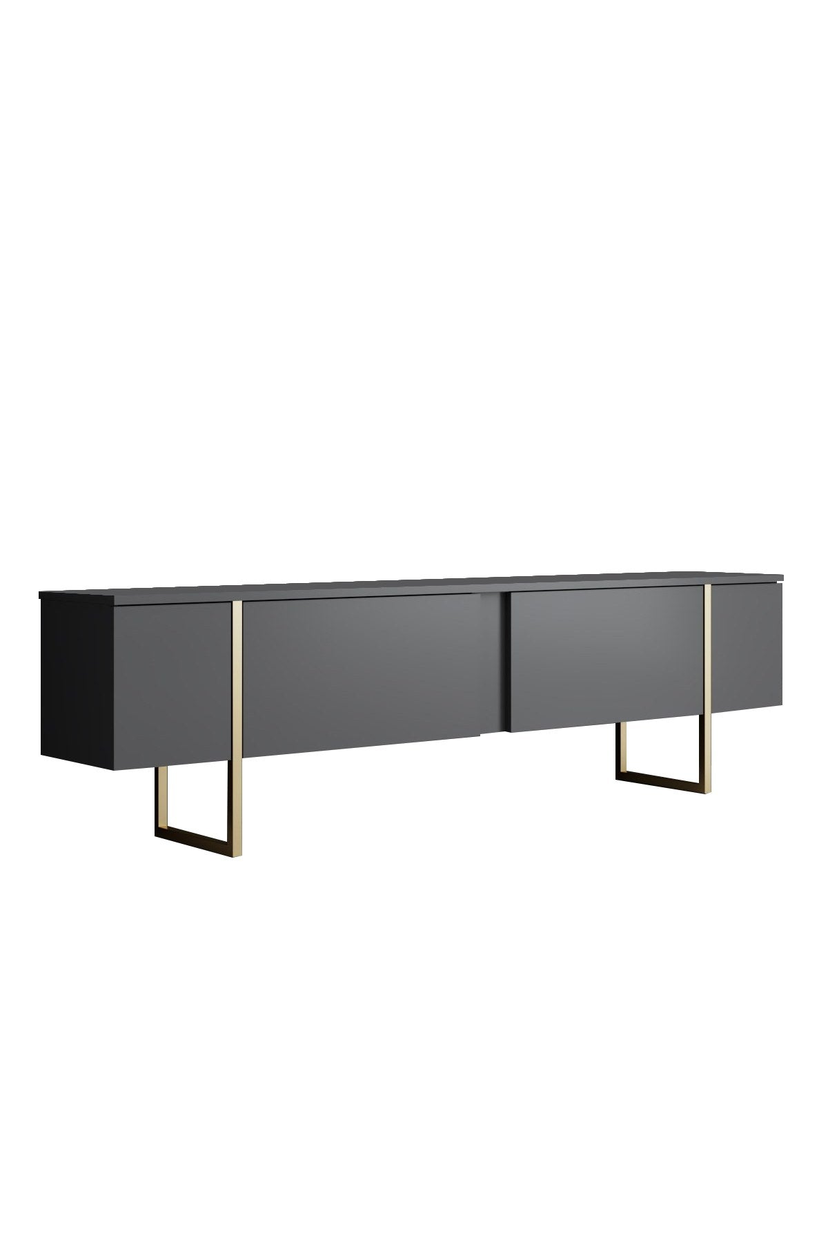 Furniture Set Anthracite Luxe - Coffee Table + TV Cabinet + Dresser - Gold Frame