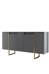 Furniture Set Anthracite Luxe - Coffee Table + TV Cabinet + Dresser - Gold Frame