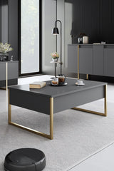 Furniture Set Anthracite Luxe - Coffee Table + TV Cabinet + Dresser - Gold Frame