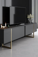 Furniture Set Anthracite Luxe - Coffee Table + TV Cabinet + Dresser - Gold Frame