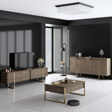 Furniture set Walnut Luxe - Coffee table + TV cabinet + sideboard - Gold frame