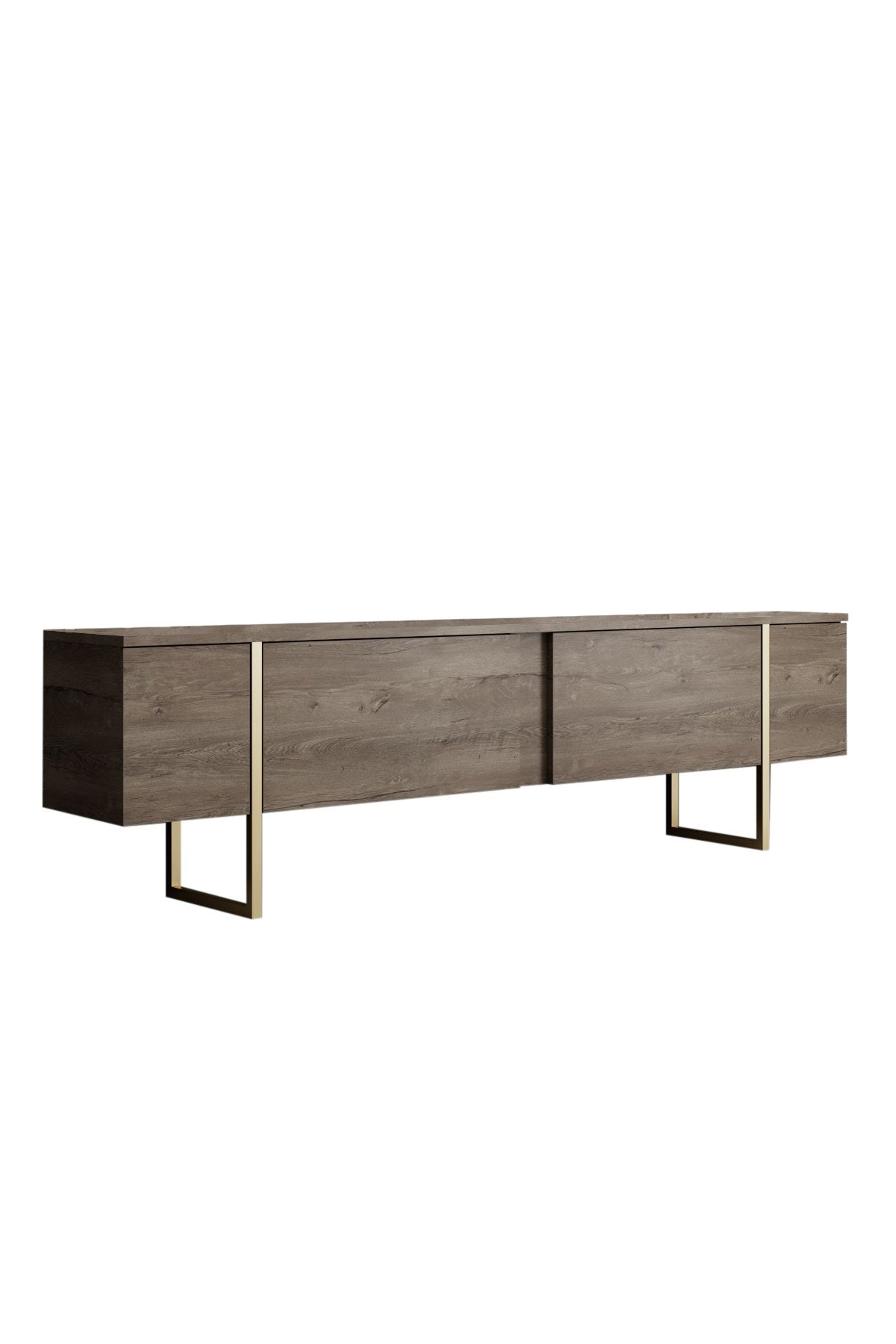 Furniture set Walnut Luxe - Coffee table + TV cabinet + sideboard - Gold frame