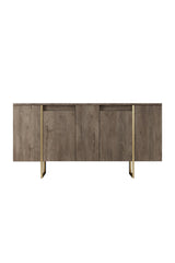 Furniture set Walnut Luxe - Coffee table + TV cabinet + sideboard - Gold frame
