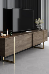 Furniture set Walnut Luxe - Coffee table + TV cabinet + sideboard - Gold frame