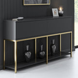 Modern Dresser Anthracite Lord 150x30x80 - Golden Frame - Two Compartments