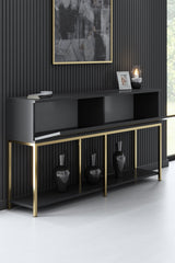 Modern Dresser Anthracite Lord 150x30x80 - Golden Frame - Two Compartments