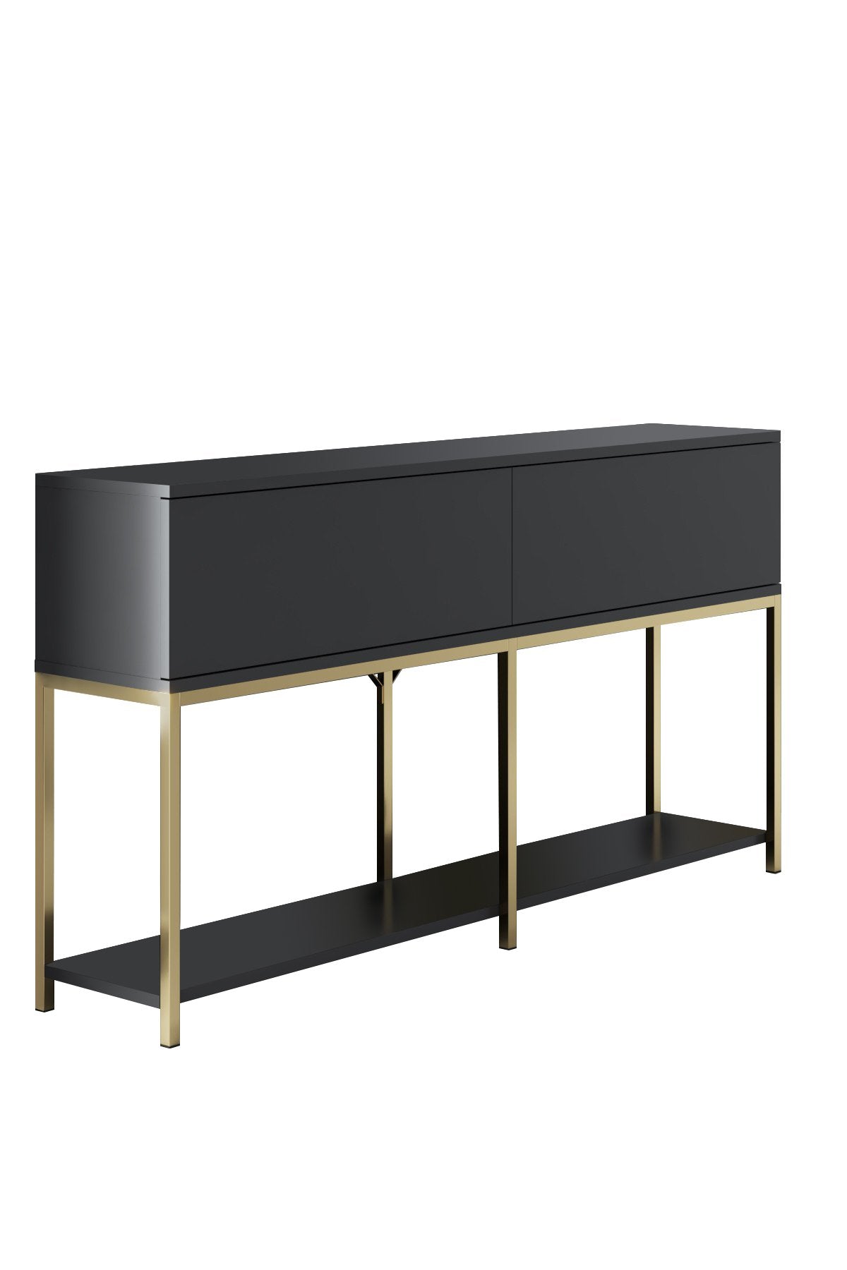 Modern Dresser Anthracite Lord 150x30x80 - Golden Frame - Two Compartments