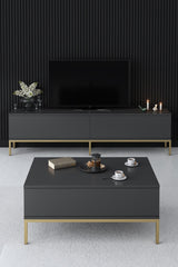 Rectangular Coffee Table Anthracite Lord 90x60 - Golden Frame