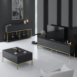 Furniture Set Anthracite Lord - Coffee Table + TV Cabinet + Dresser - Golden Frame
