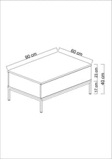 Rectangular Coffee Table Anthracite Lord 90x60 - Silver Frame