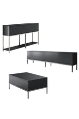 Furniture Set Anthracite Lord - Coffee Table + TV Cabinet + Dresser - Silver Frame