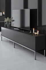 Furniture Set Anthracite Lord - Coffee Table + TV Cabinet + Dresser - Silver Frame