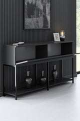 Modern Dressoir Anthracite Lord 150x30x80 - Black Frame - Two Compartments