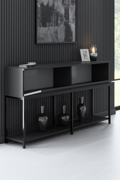 Modern Dressoir Anthracite Lord 150x30x80 - Black Frame - Two Compartments