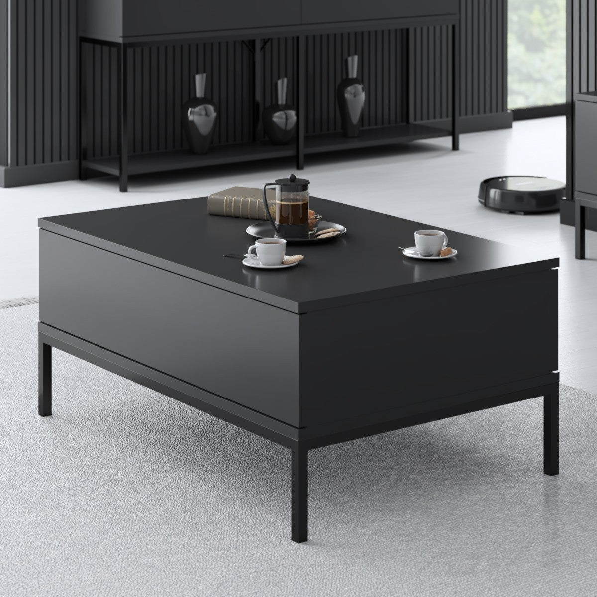 Rectangular Coffee Table Anthracite Lord 90x60 - Black Frame