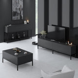 Furniture Set Anthracite Lord - Coffee Table + TV Furniture + Dressoir - Black Frame