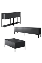 Furniture Set Anthracite Lord - Coffee Table + TV Furniture + Dressoir - Black Frame