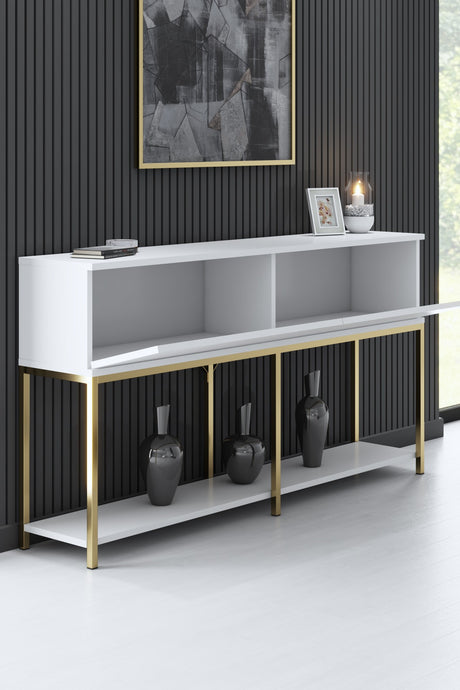 Modern Sideboard White Lord 150x30x80 - Gold Frame - Two Compartments