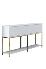 Modern Sideboard White Lord 150x30x80 - Gold Frame - Two Compartments