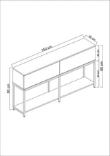 Modern Sideboard White Lord 150x30x80 - Gold Frame - Two Compartments